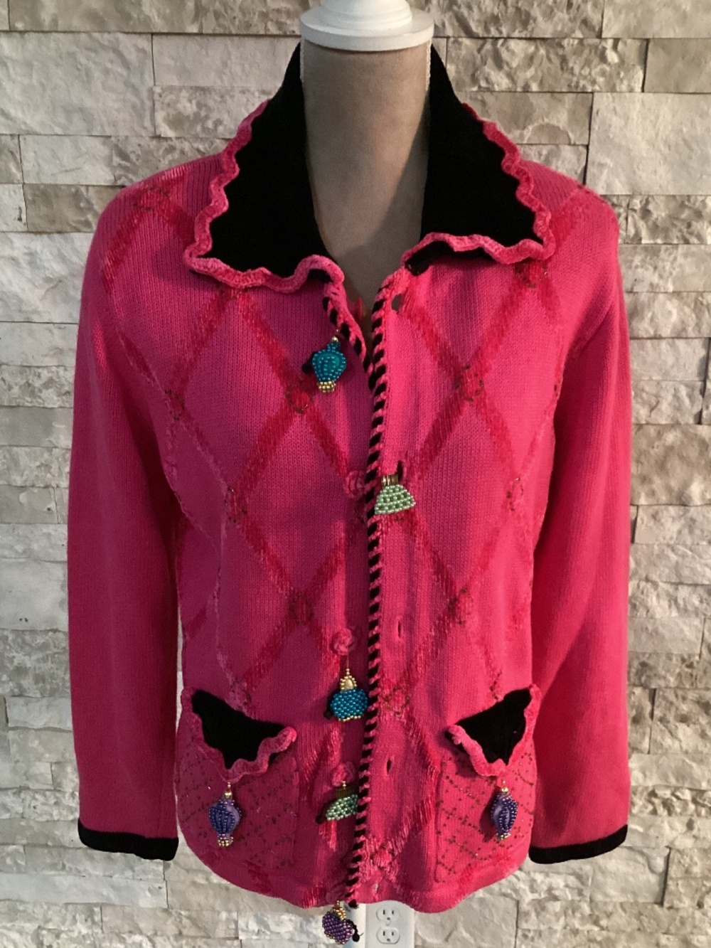 Vintage Jack B. Quick Cardigan With Beaded Buttons